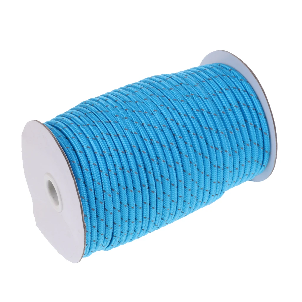 High Visibility 5mm 50m Fluorescent Reflective Guyline Tent Rope Nylon Cord Paracord for Outdoor Camping Hiking Tent 