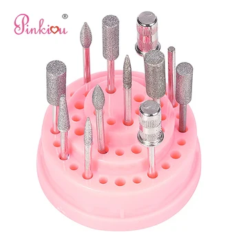 

Pinkiou Nail Drill Bits Holder Set of Tools Container 48 Holes For Nail Polish Cover Nail Art Instrument