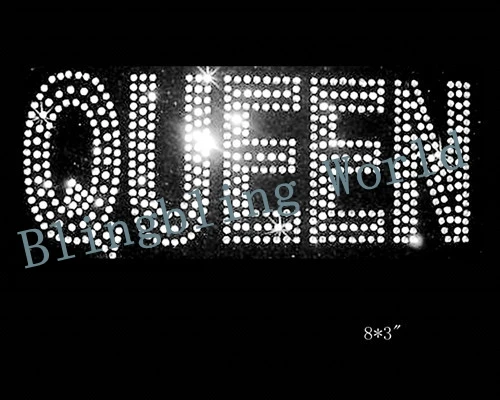 Queen слова Hot Fix Стразы Железный на передачу тепла дизайн изображения в белый прозрачный