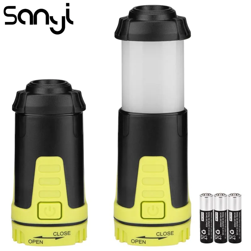 

SANYI 5 Modes Camping Lamp by 3*AAA Battery Multifunctional Retractable Portable Lantern Mini Tent Light Torch