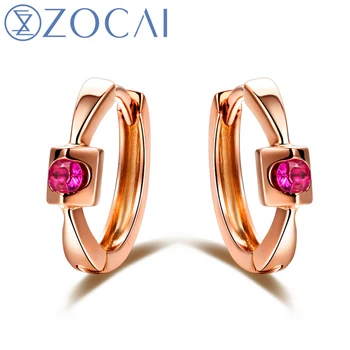 

ZOCAI Earring Fall in Love Natural 0.1 CT Certifed Ruby Hoop Earrings 18K Rose Gold (Au750) E00926