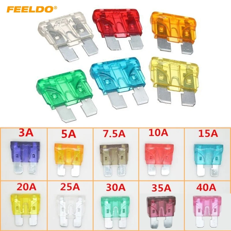 

FEELDO 50pcs Middle Size Zinc Alloy Car Auto Motorcycle Boat Blade Fuse 3A-40A For Choice