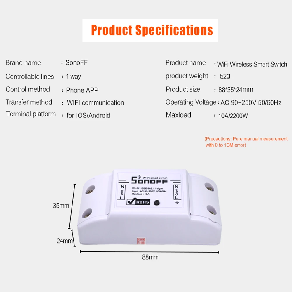 Sonoff Smart Wifi Switch Universal DIY Remote Wireless Smart Switch Domotica Wifi Light Switch Smart Home Works with Alexa (2)
