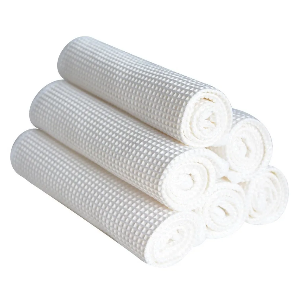 Microfiber Deep Waffle Weave Washcloths Facial Cloth Dish Cloths Dishcloths Household Cleaning Rags White 6 pack 12\