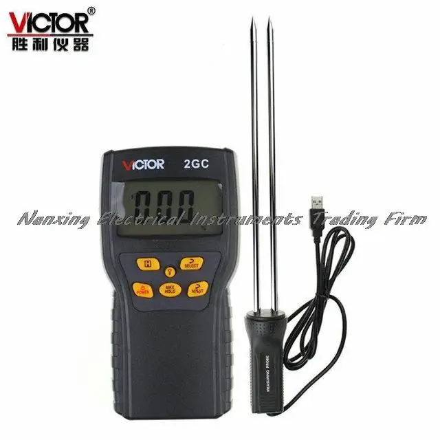 Fast arrival 2GC DIGITAL GRAIN MOISTURE METER TESTER Temperature compensation 2%~31%RH, Resolution 0.5% victor 2gc vc2gc lcd grain moisture meter tester
