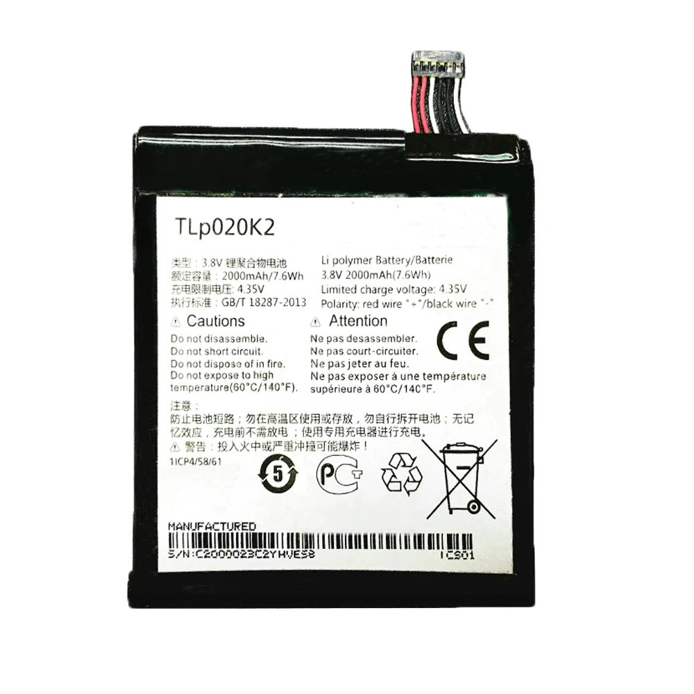 

5pcs/lot 2000mAh TLp020K2 battery for Alcatel 6039 One Touch Idol 3 (4.7) TLp020K1 TLp020K2 mobile phone