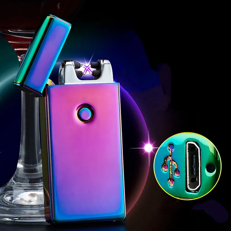 High Quality Cross Double Arc Plasma Lighter USB Pulse Windproof
