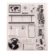 Sellos transparentes claros del mapa de la tierra del viaje del mundo de la vendimia sello de silicona para DIY Scrapbooking tarjeta que hace la decoración de álbum de fotos artesanías