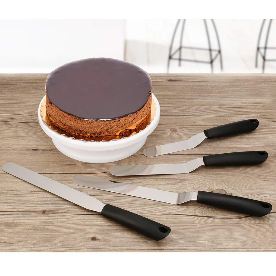 Украшение торта угловой глазурь шпатель набор из 4, нержавеющая сталь офсетные шпатель украшения торта поставки