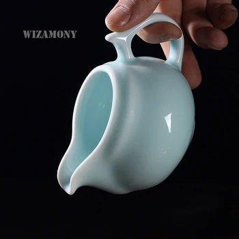 

Chinese Longquan Celadon Imitated Antique Glaze Handmade Fair Mug 190ml Justice Cup Teapot Points of Tea ware Kung Fu Tea Set