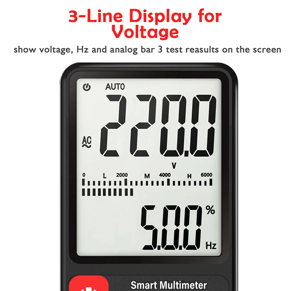 Ультра-портативный цифровой мультиметр BSIDE ADMS7 Большой 3,5 ''LCD 3-х строчный дисплей Вольтметр напряжения бесконтактная проверка напряжения переменного сопротивления Ом Гц тест