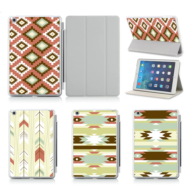 

Customized Printed Flip Hard Plastic Case Design Geometric Tablet Protect Cover For iPad Air 2 With Stand Sleep Wake Smart Cover
