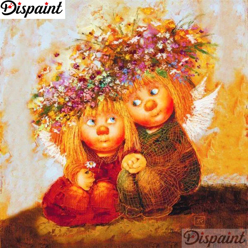 

Dispaint Full Square/Round Drill 5D DIY Diamond Painting "Angel couple" 3D Embroidery Cross Stitch 5D Home Decor A11100