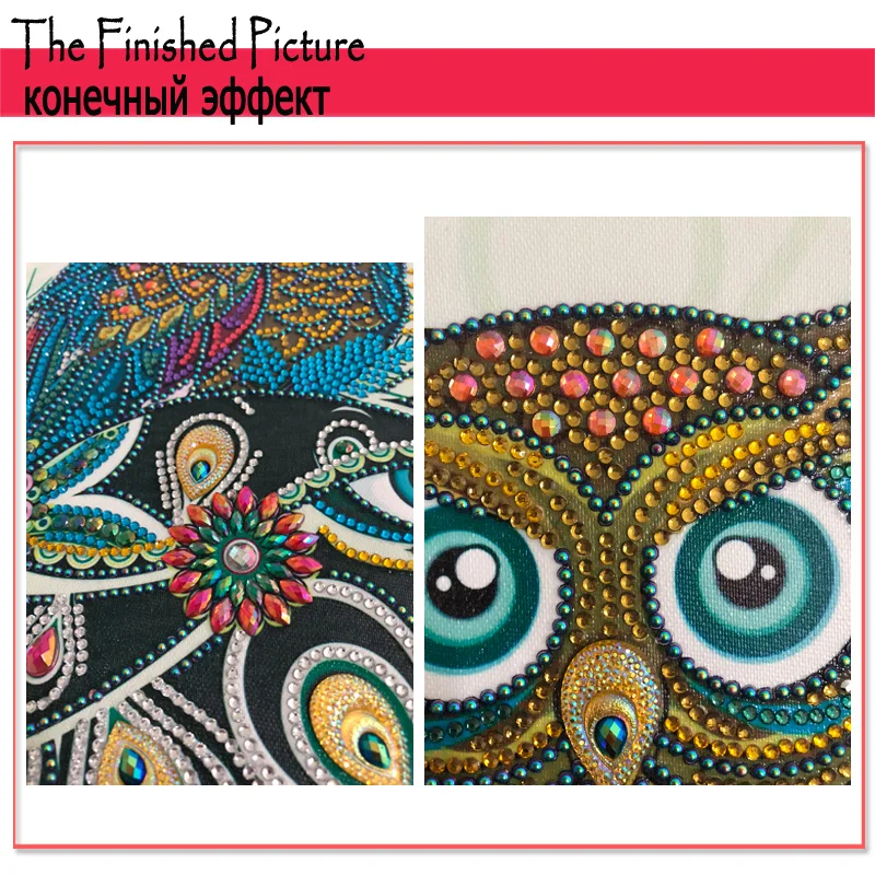 RUBOS DIY 5D Diamond Embroidery Owl Animal Diamond Painting Round Crystal Bead Glass Mosaic Picture Rhinestone Drill Sale Decor (8)