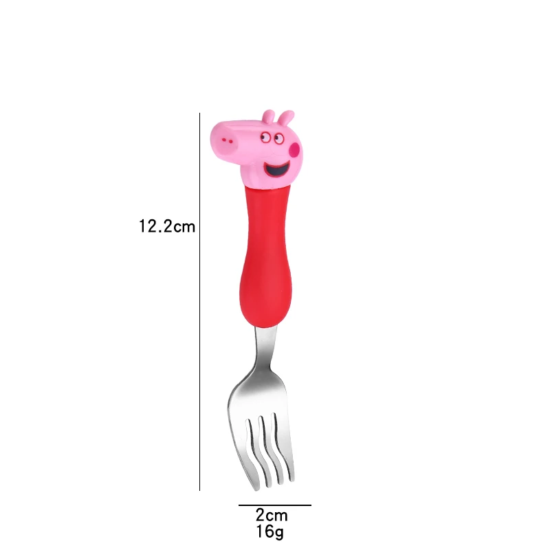 Шт. 1 шт. мультфильм детская ложка еда вилка для приема пищи посуда набор нержавеющая сталь дети учатся есть привычка детская ложка посуда - Цвет: small red pig fork