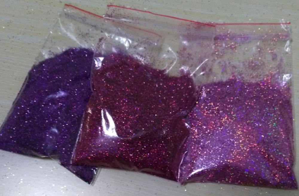 10g Holographic Glitter Dust Powder 0.2mm Nails Art DIY Tips UV Acrylic Decoration Colorful Laser Purple/Hot pink/Light peach