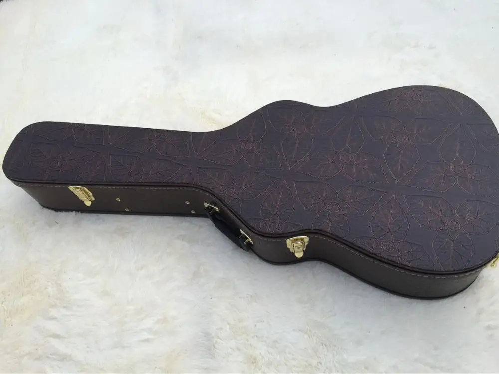 

Top quality Brown leaf pattern Hard shell Case for acoustic guitar,Factory custom classical guitar boxes,Free Shipping