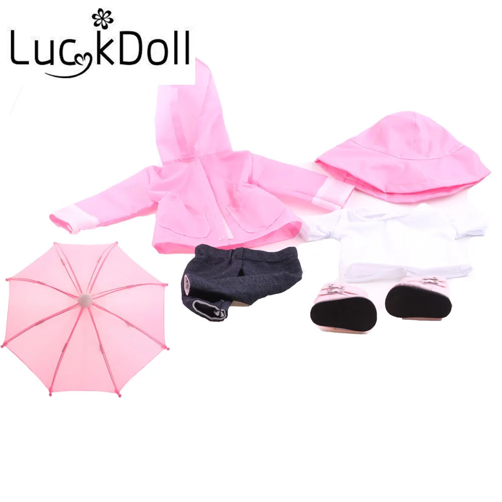 

LUCKDOLL Rain Suit Six-Piece Suit For 18-inch American Doll Baby Doll Accessories.