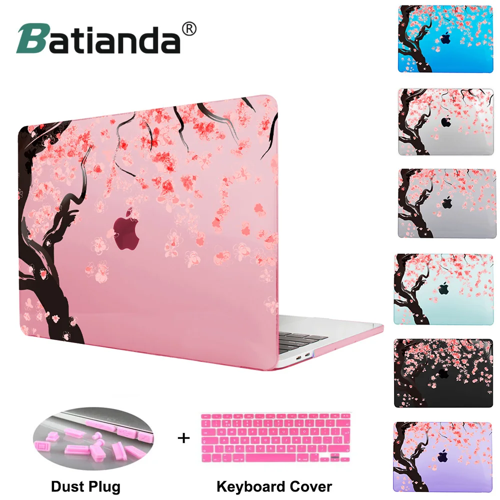 Print Floral Pink Cherry blossoms laptop Case For Apple Macbook Air Pro Retina 12 13 15 For Macbook Pro 13 15 Air 13 2018 A1932