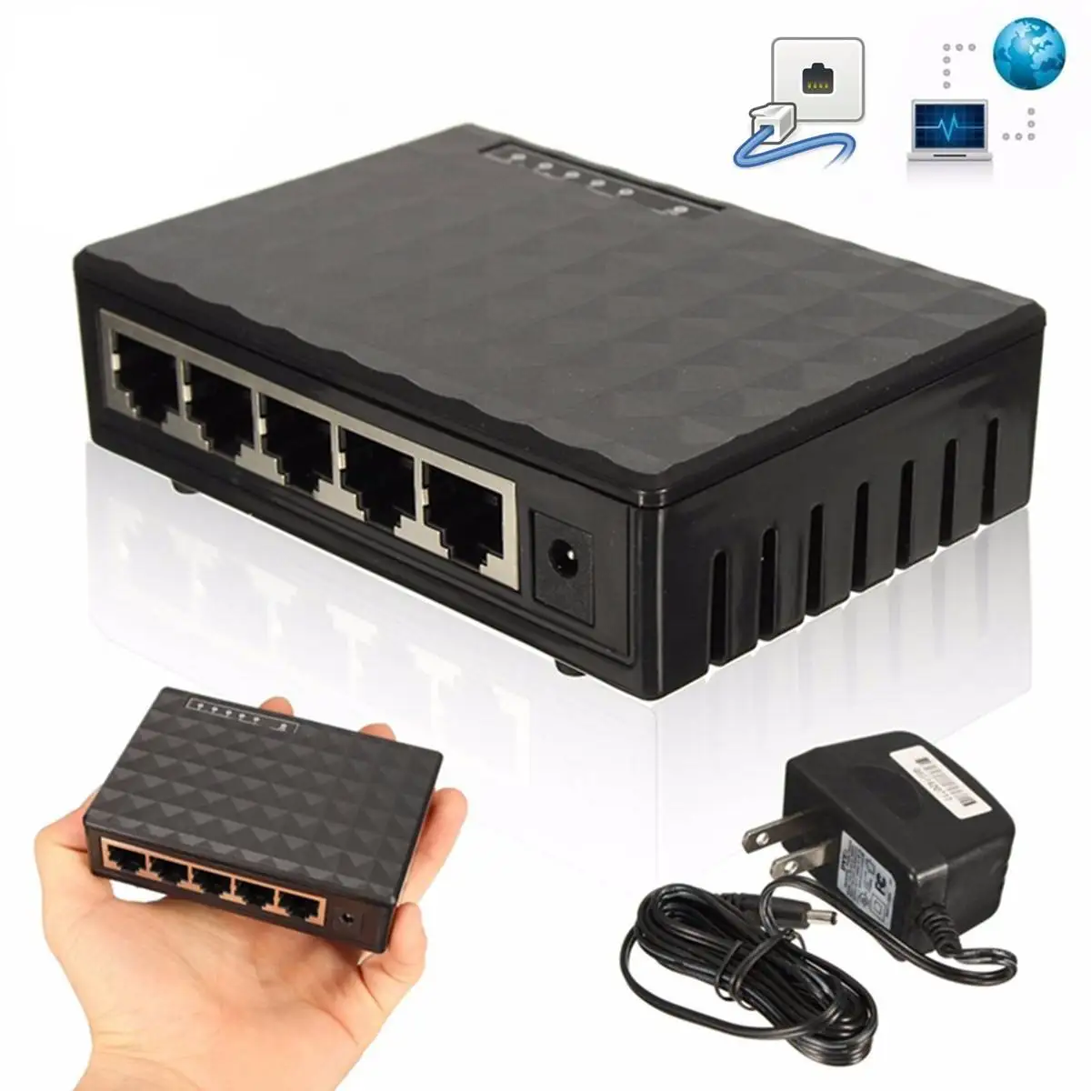 

5V 5 Port Switch RJ45 10/100/1000Mbps Gigabit Ethernet Network Lan Switch Splitter LED Hub Support auto MDI/MDIX