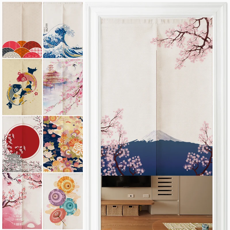 Японский пейзаж шторы для спальни, кухни домашний декор льняные двери занавески Норен настраиваемые занавески