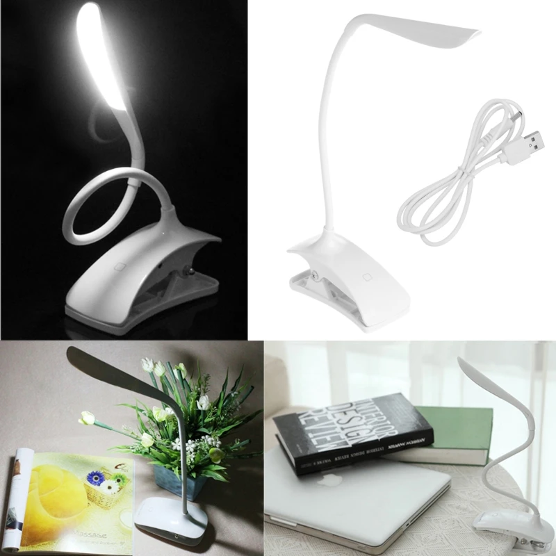  YAM ABS+LAS Flexible LED Reading Light Rechargeable Clip-on Bed Table Desk Lamp Study Beside LED La