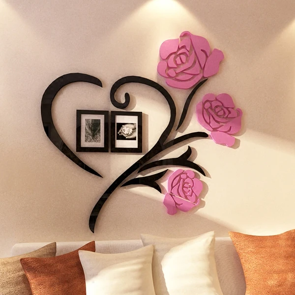 Наклейки на стену с 3d акриловыми кристаллами Love roses для гостиной дивана рамки