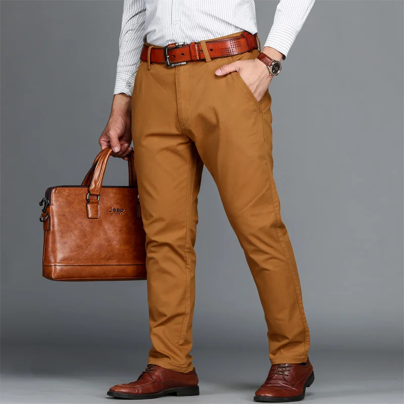 

Men's Stright Leg High Waist Business Cotton Stretch Formal Long Pants V14