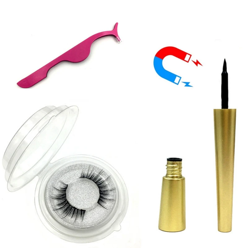 

5 Magnetic False Eyelashes Eyeliner Pencil Liquid magnet false eyelashes With Tweezers Professtional Makeup