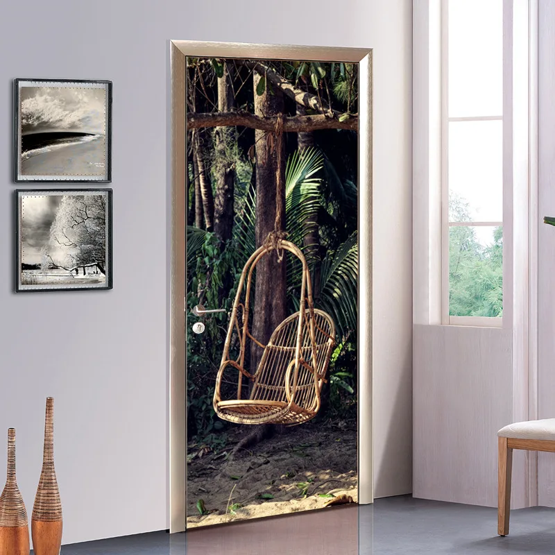 

Creative DIY 3D Door Stickers Forest Wicker Chair Pattern for Room Wall Decoration Home Decor ZB87