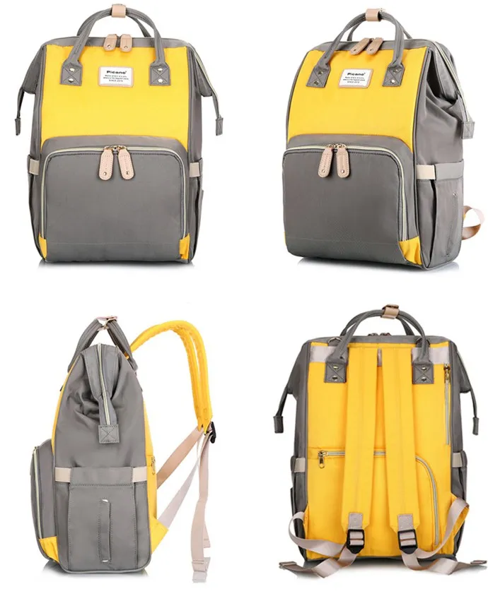 Fashion Mummy Bag shoulder Multi-function Large Capacity Potchwork Contrast Mother Bag Maternal Baby Bottle Diaper Backpack (5)