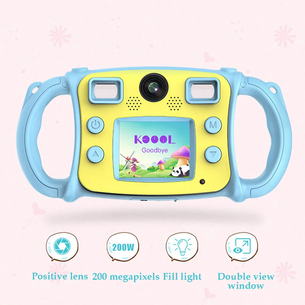 Детская камера для записи HD видео противоударный цифровой Камера зум ЖК-дисплей 2 дюймов Экран Двойной объектив Мини вспышки света Камера