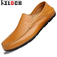 Keloch Nuevos Hombres Holgazanes Casuales Zapatos de Verano de Moda Dividida Luz Comodidad Mocasines Resbalón En Los Zapatos de Conducción de Cuero Suave Para Hombre de Pisos