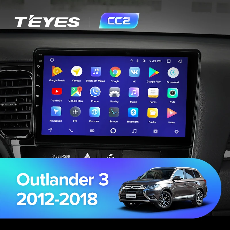 TEYES CC2 Штатная магнитола для Мицубиси Аутлендер 3 Mitsubishi Outlander 3 GF0W GG0W 2012 2013 Android 8.1, до 8-ЯДЕР, 2DIN автомагнитола 2 DIN DVD GPS мультимедиа автомобиля головное устройство