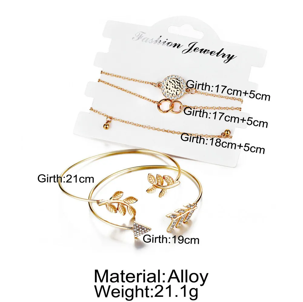 

Europe and the United States new retro bracelet jewelry party new arrow leaves circle bracelet bracelet five piece set anklet