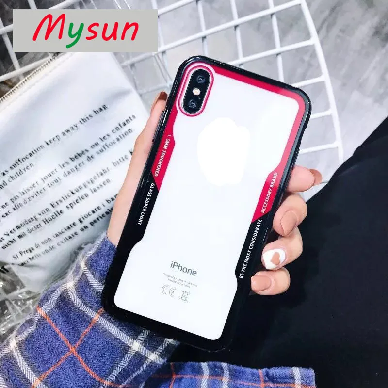 Phone case For iphone 7 Case Luxury Simple Business PC+TPU Similar Glass Coque X 6 6s 8 Plus Cover Cell Accessories |