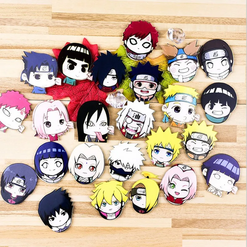 

Min Order $5(Mix Order) Acrylic HARAJUKU Badge Japan cartoon Uzumaki Naruto chibi kakashi Tips Brooch Badge XZ156