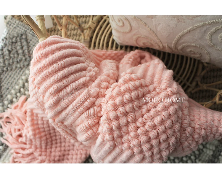 Весеннее мягкое теплое серое вязаное одеяло с бахромой 3D Манта покрывало розовый/серый/хаки 50 ''X 67''