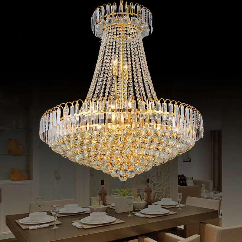 European Gold Crystal Pendant Lights Living Room Aisle Restaurant