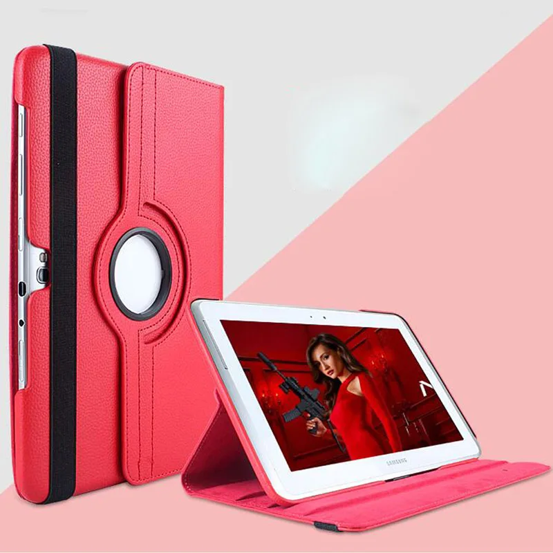Чехол для планшета samsung Galaxy Tab 2 P5100 P5110 P7500 P7510 10,1 вращающийся на 360 Градусов Кожаный защитный чехол для планшета - Цвет: Красный