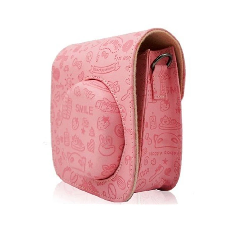 Розовый мультфильм Симпатичные искусственная кожа Fuji мини-сумка с плечевым ремнем для Fuji Instax Mini 8 мини 9 Фотоаппарат моментальной печати
