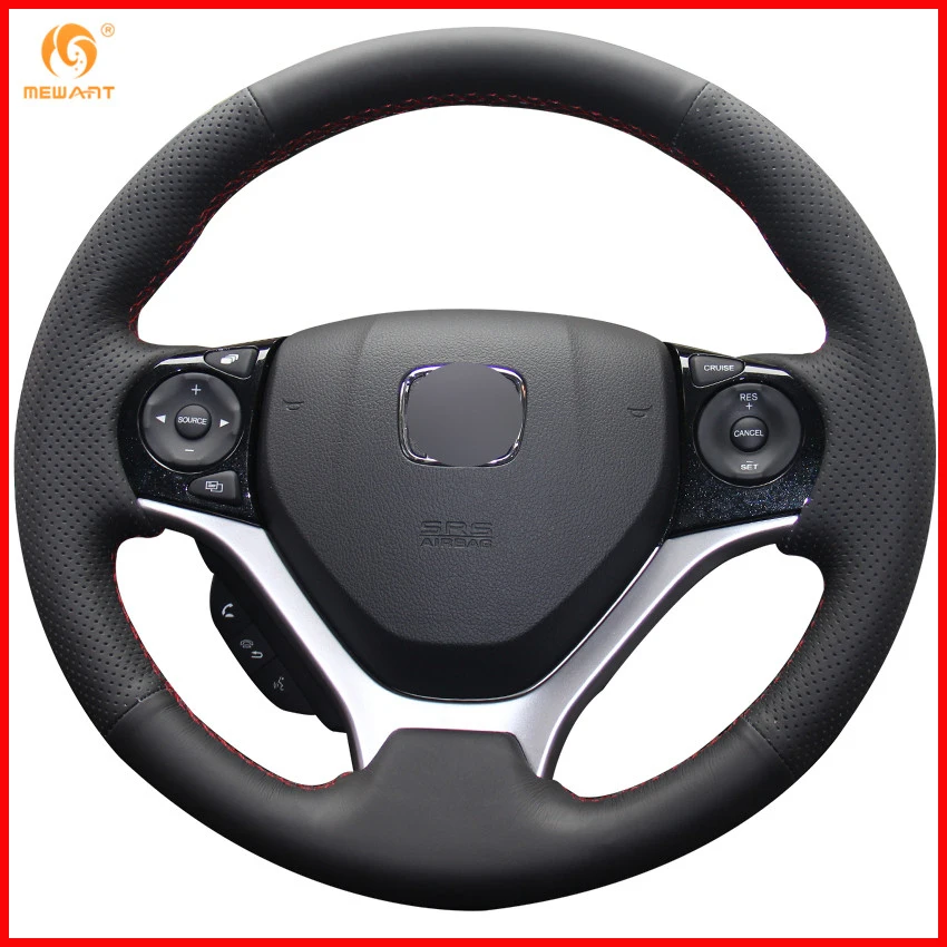 Mewant Black Orange Leather Car Steering Wheel Cover For Kia