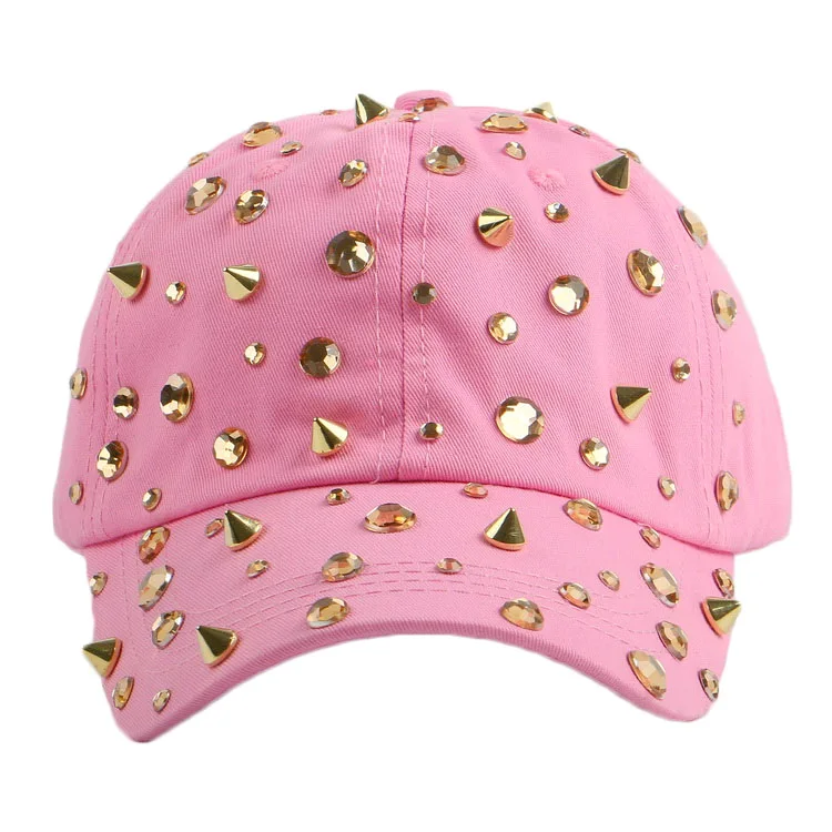 Лидер продаж Rhinestone Спайк шпильки в стиле хип-хоп Snapback шляпы для женщин Новинка для женщин Брендовые женские спортивные бейсболка Открытый