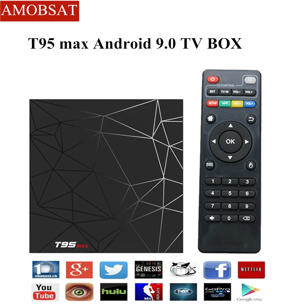 Android 9.0 T95 MAX Smart TV Box 6K HD Set Top Box USB 3.0 2.4G Wifi H6 Quad Core Cortex A53 Media Player DDR3 4GB 32GB T95MAX