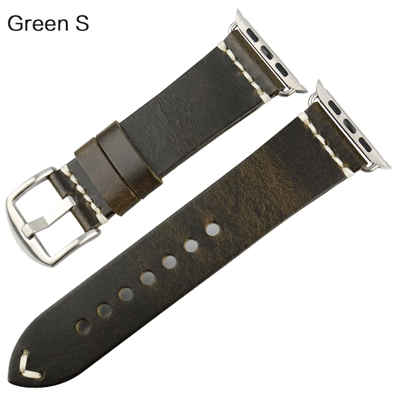 Аксессуары для часов MAIKES, браслеты, ремешок из натуральной кожи для Apple Watch, ремешок 44 мм, 40 мм, iWatch, полосы 42 мм, 38 мм, ремешок для часов - Цвет ремешка: Green S