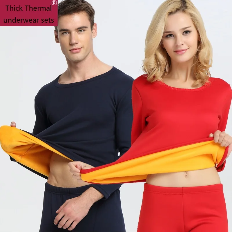 

Men Thermal Underwear 2018 New Winter Women Long Johns thick fleece underwear sets keep warm in cold weather