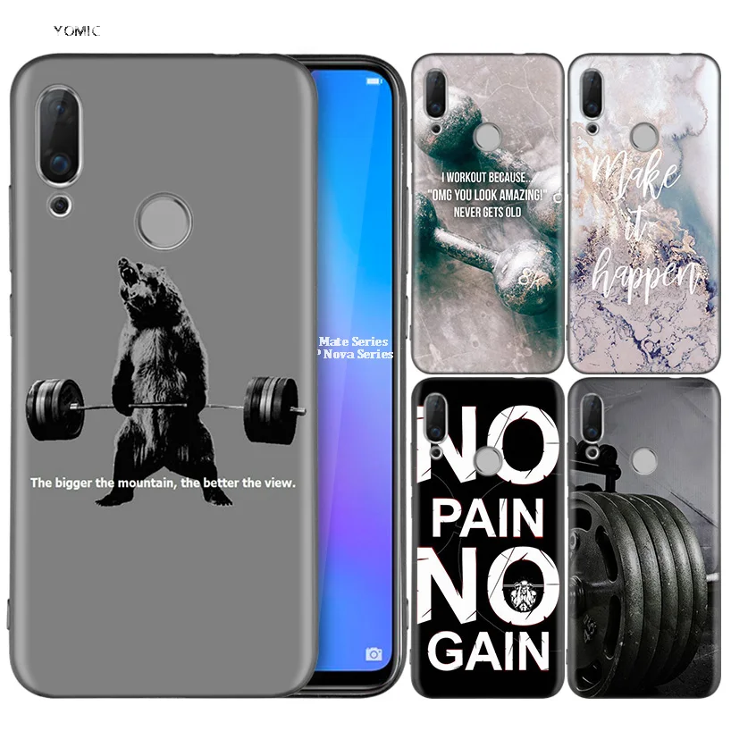 

Silicone Coque Case for Huawei P30 P20 P10 P9 Mate 20 10 Lite Pro Nova 3i 4e 3E P Smart 2019 2018 Plus Bodybuilding Gym Fitness