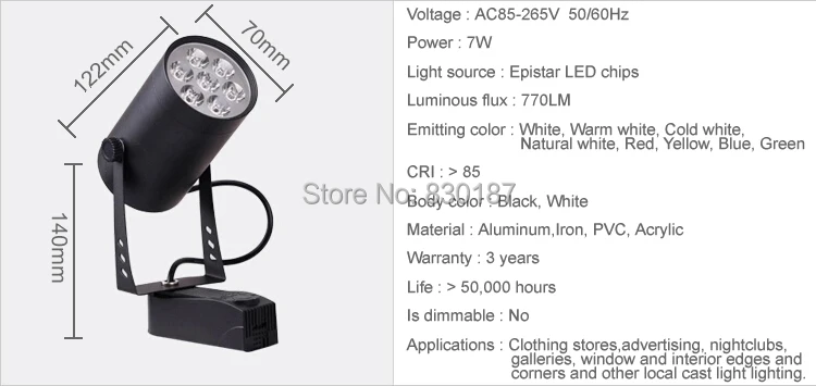 Светодиодный фонарь 12 Вт 220 В высокой мощности Светодиодный прожектор витрина настенный управляемый светильник одежда теплый холодный натуральный белый