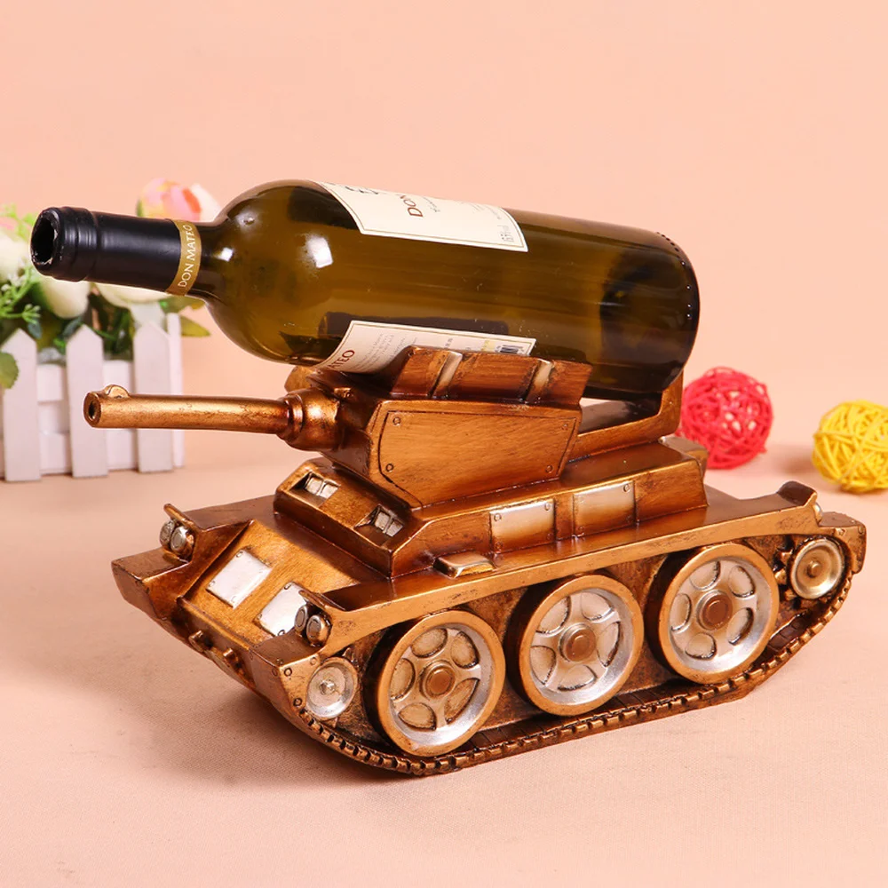 

1 PCS European furniture simulation accessories resin fashionable living room red wine rack tank clock (without bottle) LU711314