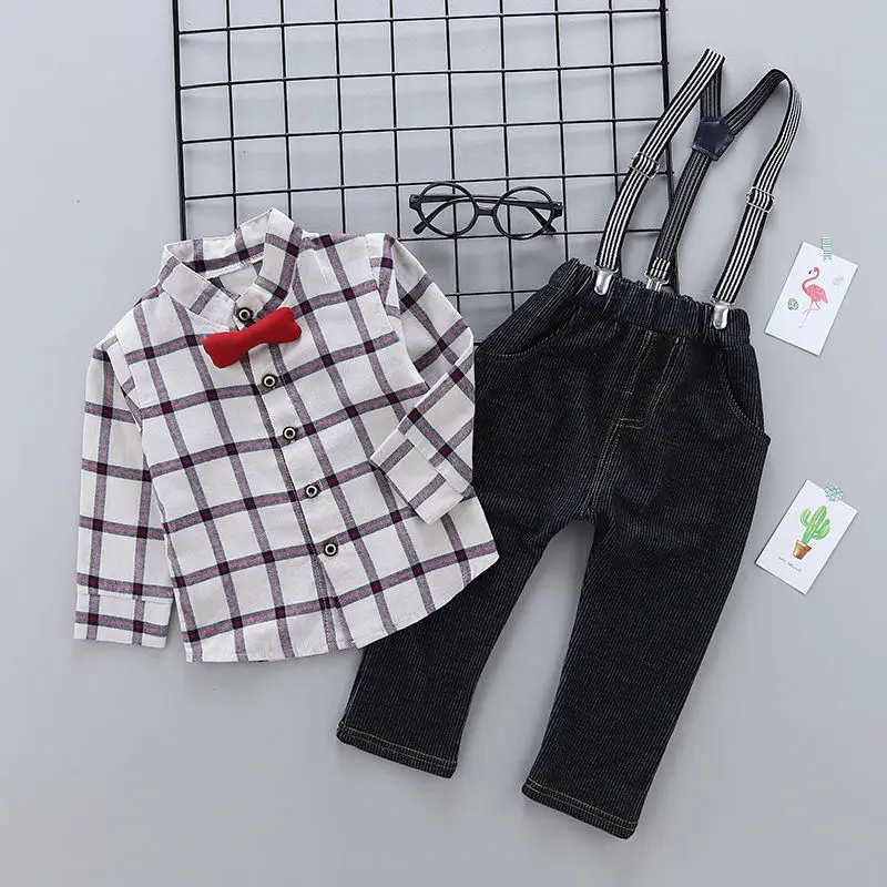 BibiCola/весенне-осенние комплекты одежды для маленьких мальчиков, модные рубашки для новорожденных+ комбинезон, 2 предмета, спортивные костюмы для маленьких мальчиков